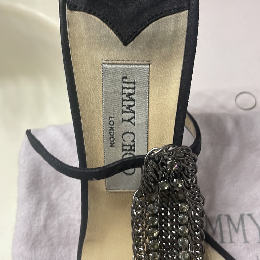 Jimmy Choo Metallic Suede Black heels - Picture 3 of 10